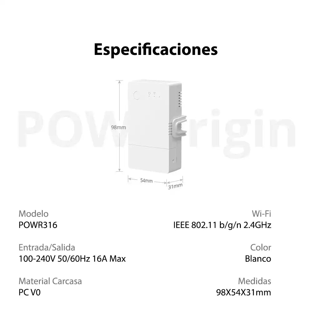 Interruptor Wifi Medidor de Energía Sonoff POW Origin 16A