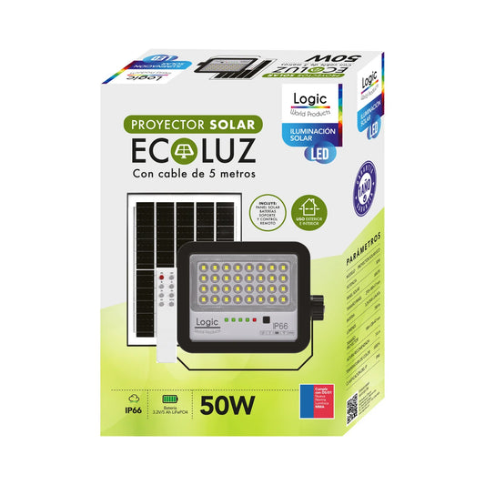 Proyector LED Solar Ecoluz 50W 6500K Luz Blanca Fría