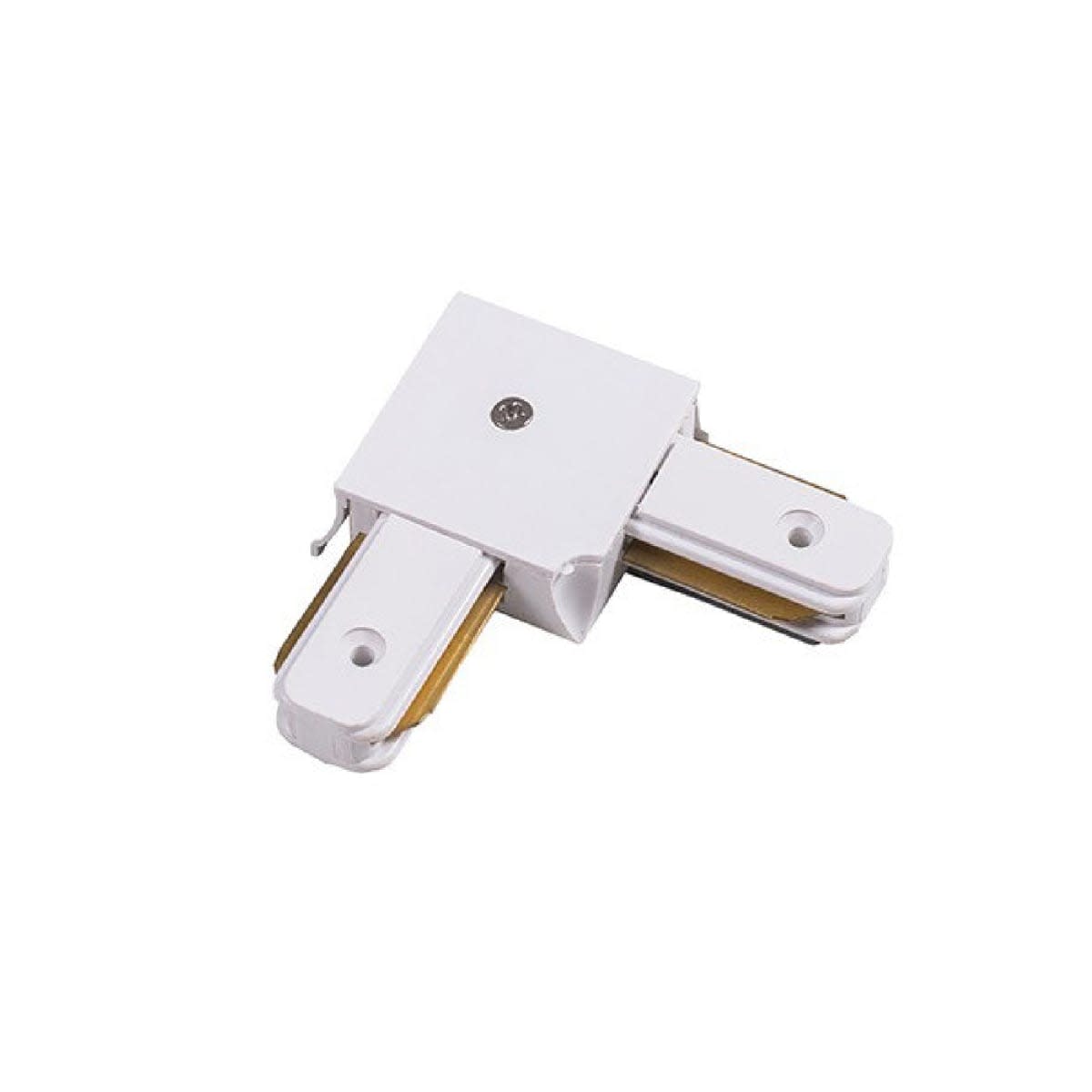 Unión Riel Monofásico Tipo L Blanca – Conector Esquina 90° Iluminación Riel