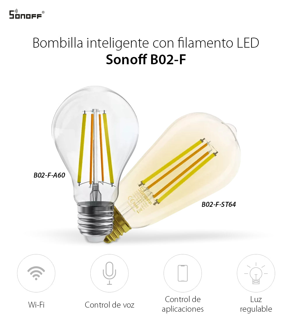 Ampolleta led wifi Sonoff B02 F-ST64 (vintage decorativa)