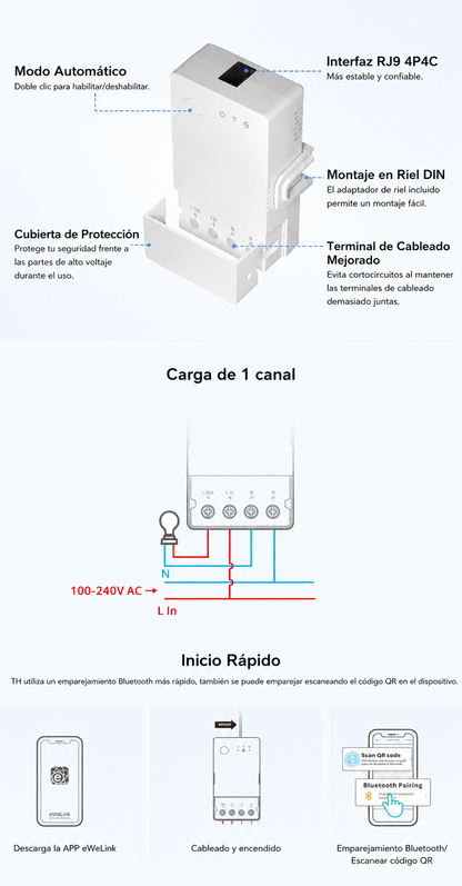 Interruptor wifi Sonoff TH Origin 16A – Monitoreo de temperatura y humedad