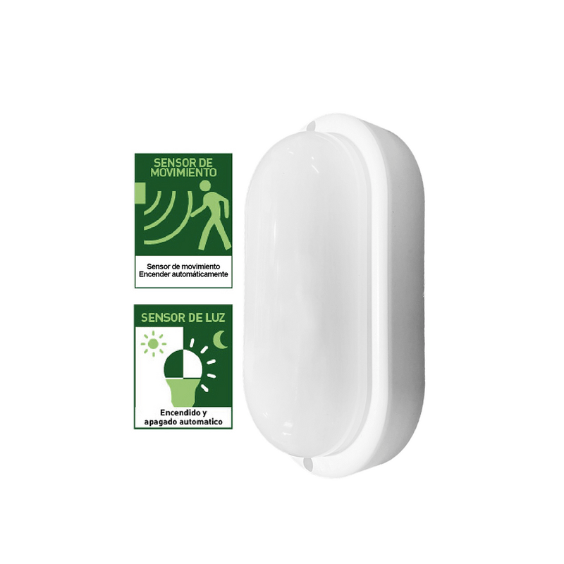 Foco LED Tortuga 8W 6500K Ovalada con Sensor Wellmax