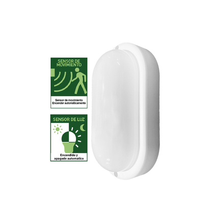 Foco LED Tortuga 8W 6500K Ovalada con Sensor Wellmax