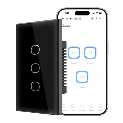 Interruptor WiFi Sonoff TX Gen2 de 3 Canales Negro