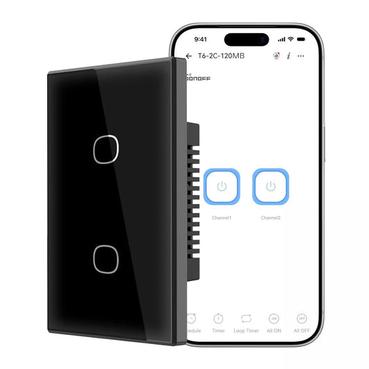 Interruptor WiFi Sonoff TX Gen2 de 2 Canales Negro