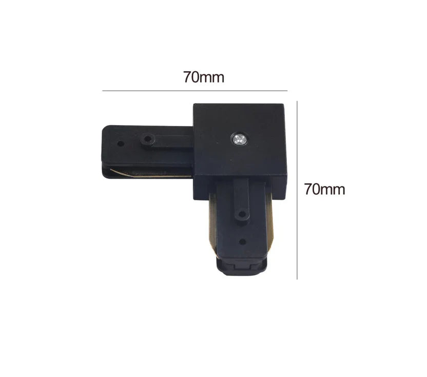Unión Riel Monofásico Tipo L Negra 220V Conector Esquina 90°