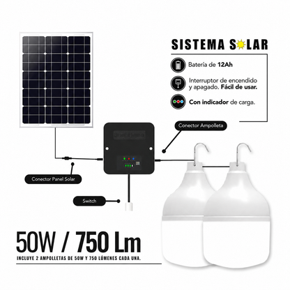 Sistema Solar FREELUZ ampolleta 100W 6500K