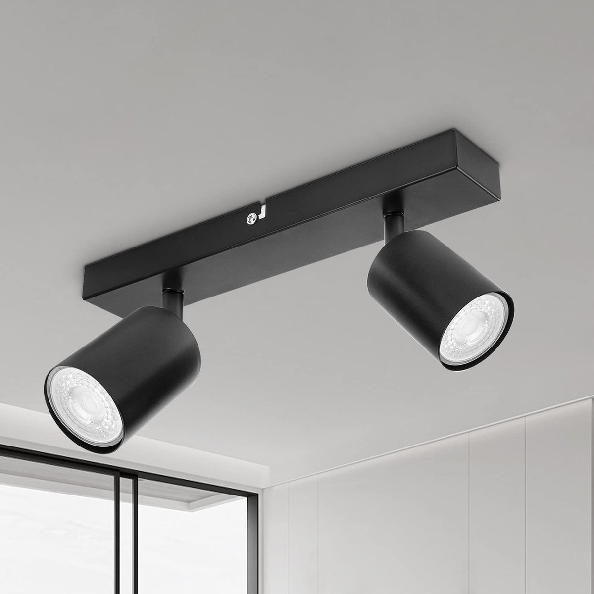 Foco Spotlight Sobrepuesto Doble GU10 Negro