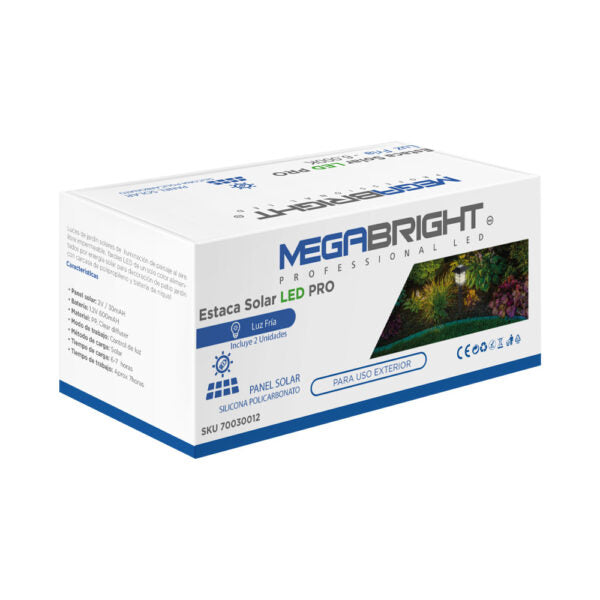 Pack 2 Estaca Solar LED 4000K Megabright