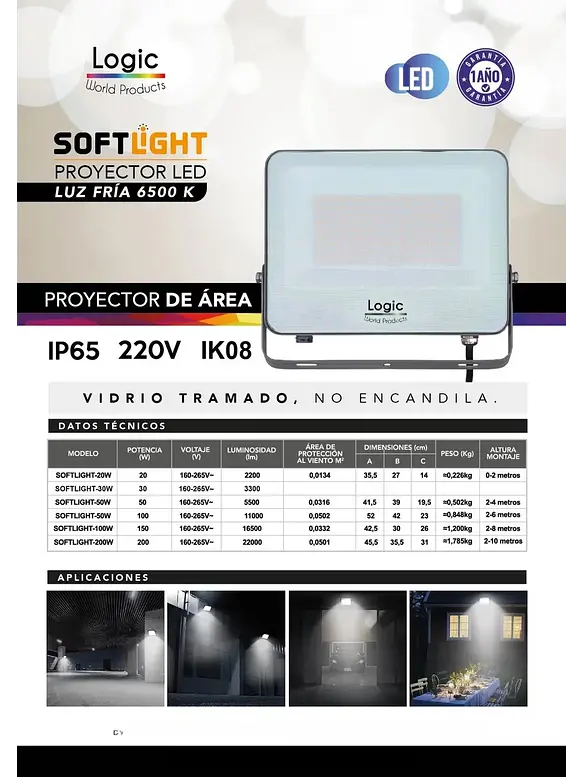 Proyector LED SOFTLIGHT LOGIC Luz Fría IP65 SEC