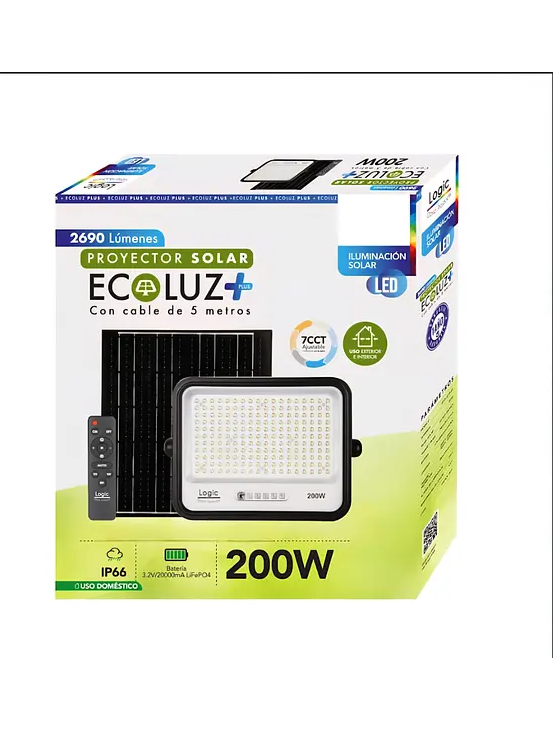 Proyector LED Solar Ecoluz 3CCT Luz Cálida Neutra Fría