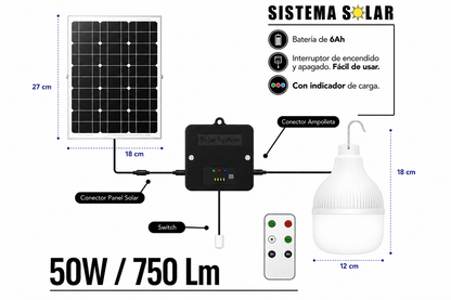Sistema Solar FREELUZ ampolleta 50W 6500K