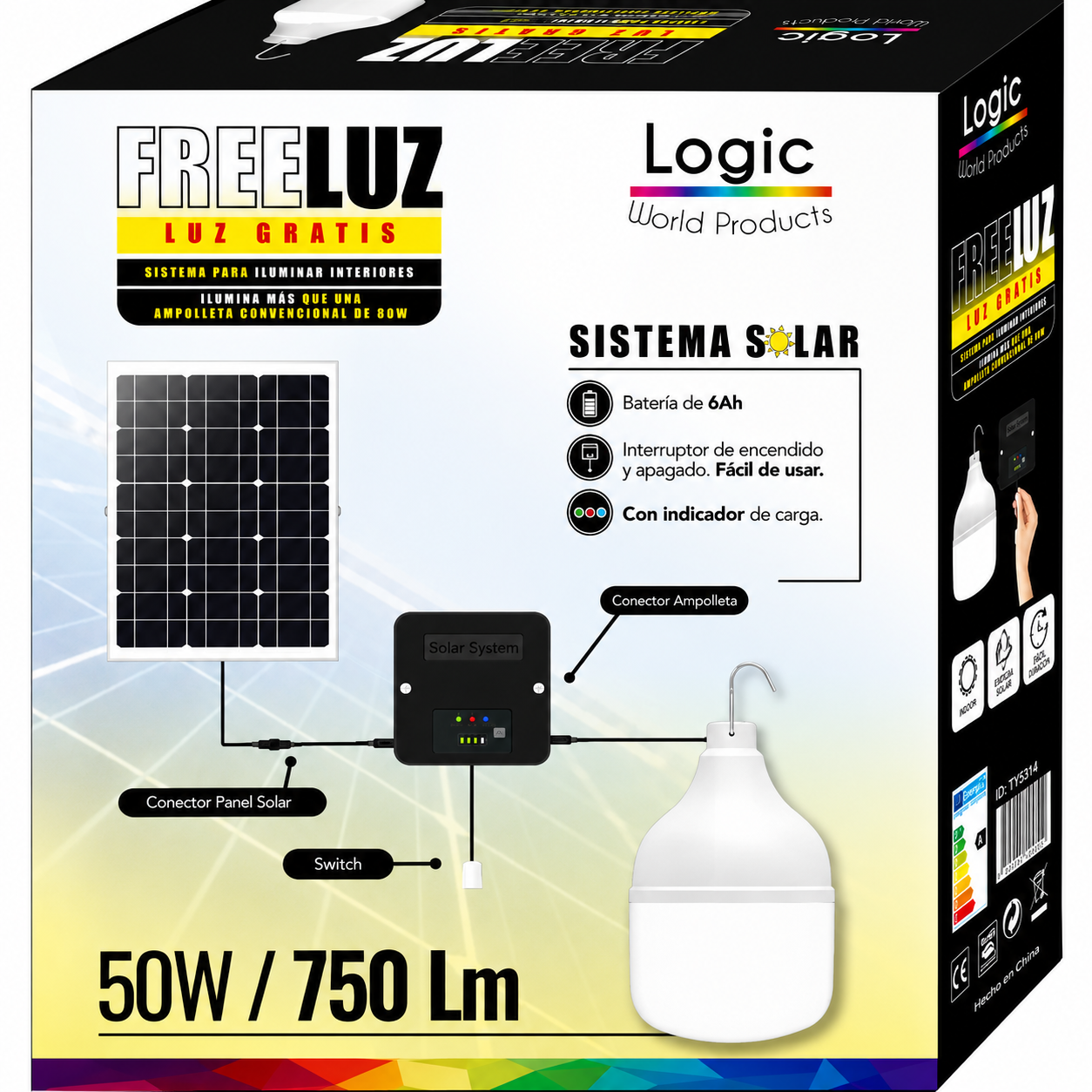Sistema Solar FREELUZ ampolleta 50W 6500K