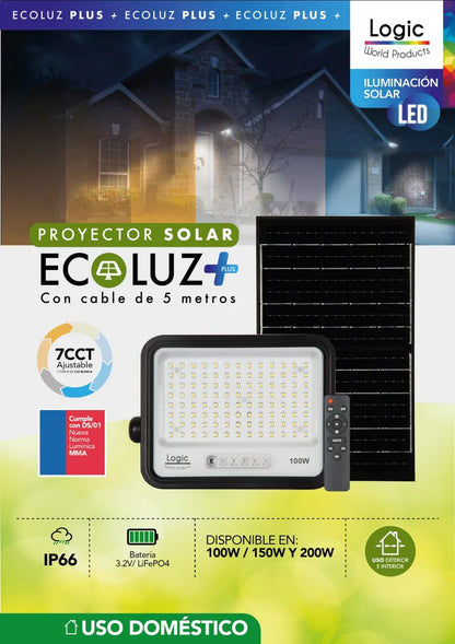 Proyector LED Solar Ecoluz 3CCT Luz Cálida Neutra Fría