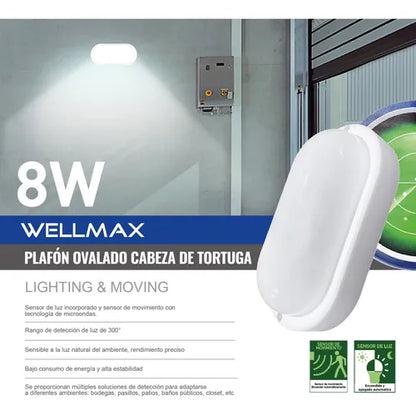 Foco LED Tortuga 8W 6500K Ovalada con Sensor Wellmax