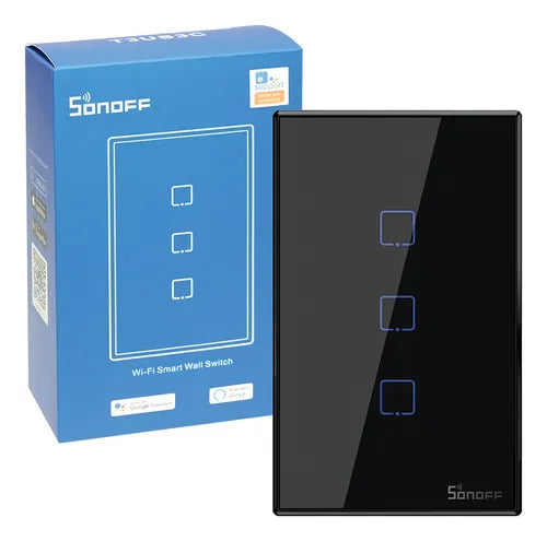 Interruptor WiFi Sonoff TX RF 3 Canales Negro Táctil