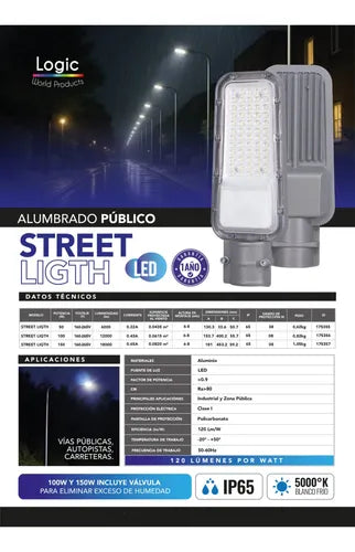 Luminaria Street Light LED 5000K Logic Alumbrado Público