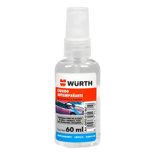 Líquido Antiempañante WURTH 60ml – Tratamiento Antiempañante para Vidrios y Espejos