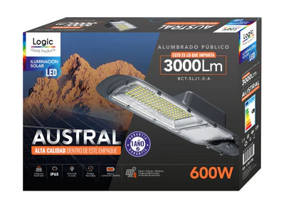 Luminaria LED Solar Premium Overnight Austral Logic 600W