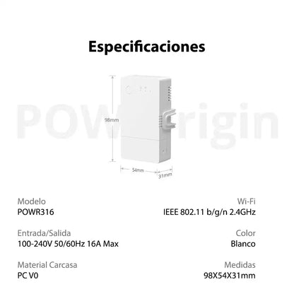 Interruptor Wifi Medidor de Energía Sonoff POW Origin 16A