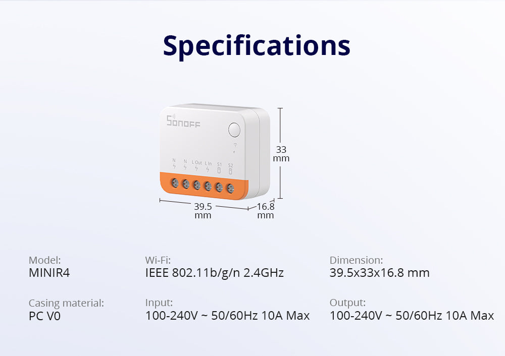 Módulo interruptor MINI R4 Extreme WI-FI Sonoff