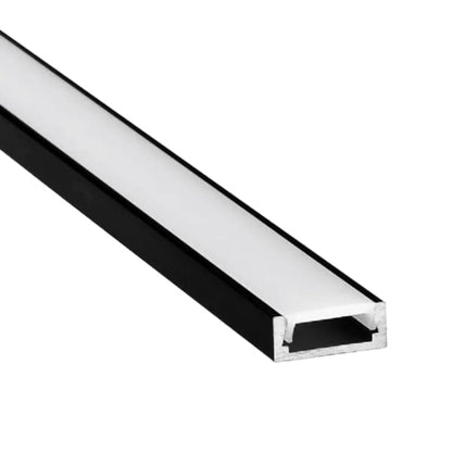 Perfil de Aluminio Color Negro Sobrepuesto 2 Metros para Cinta LED