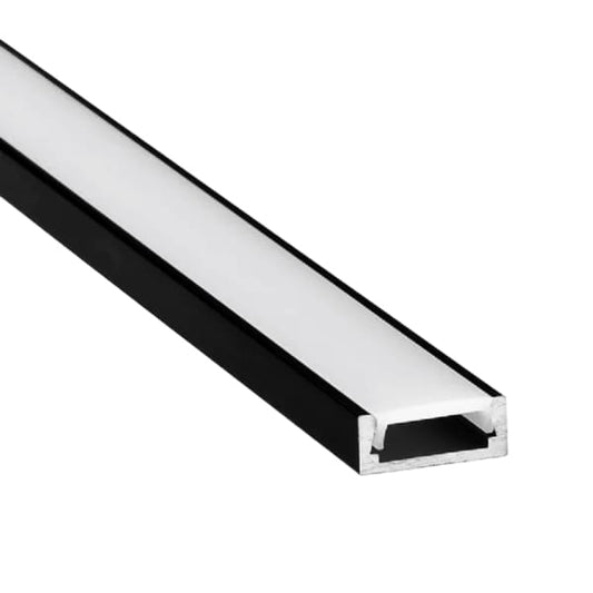 Perfil de Aluminio Color Negro Sobrepuesto 2 Metros para Cinta LED