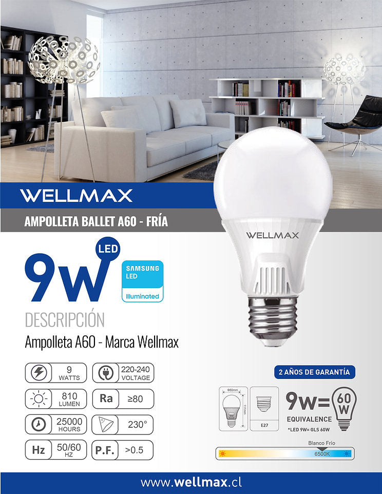 Ampolleta Ballet WELLMAX 9W E-27