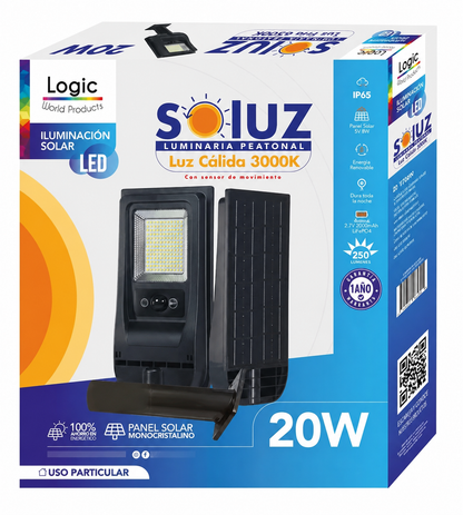 Luminaria Solar 20W 3000K SOLUZ Logic IP65