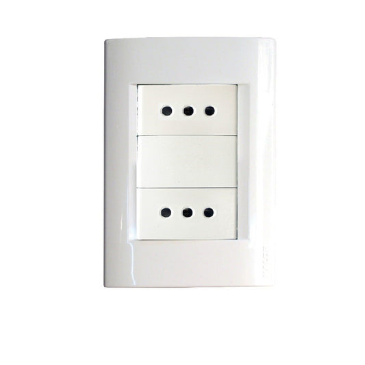 Conjunto Enchufe Hembra Doble 2P + T termoplástica Blanco