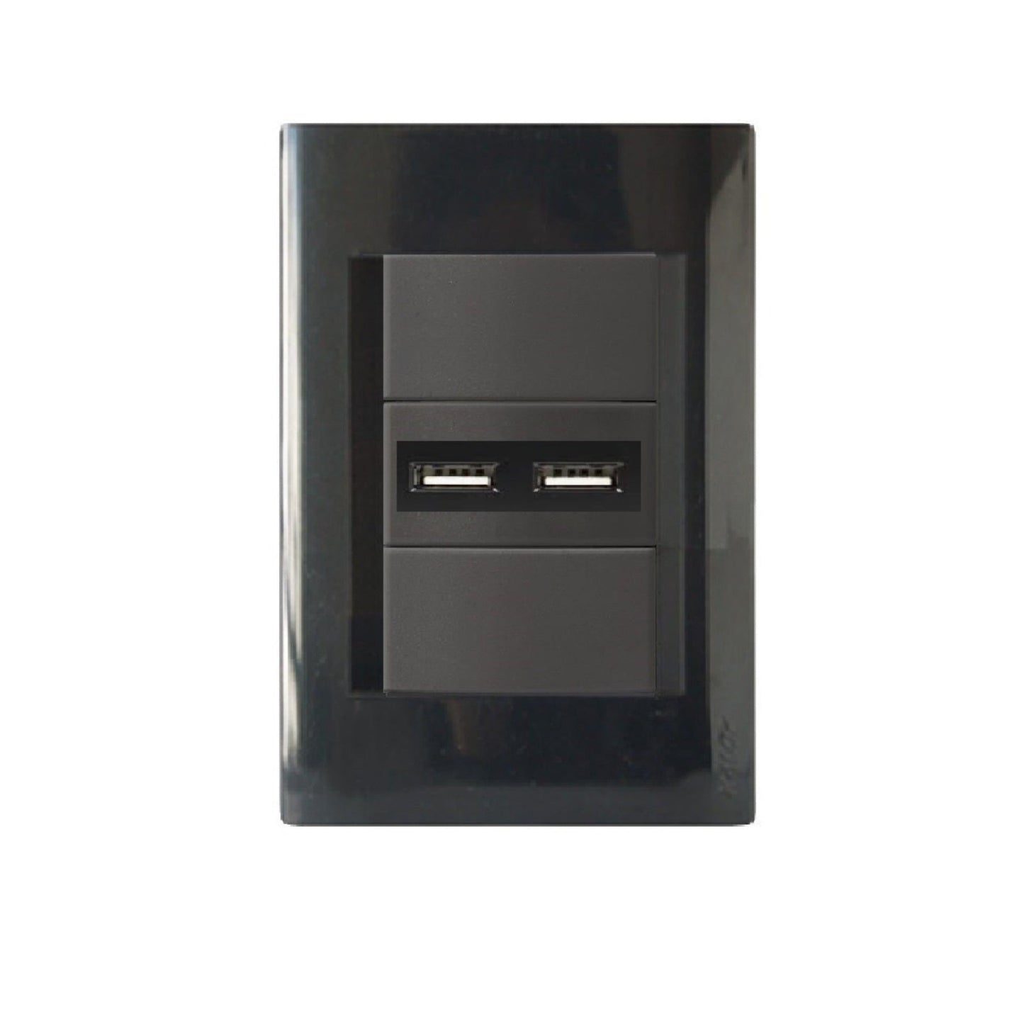 Conjunto Enchufe Hembra Doble USB termoplástica Negro Kalop
