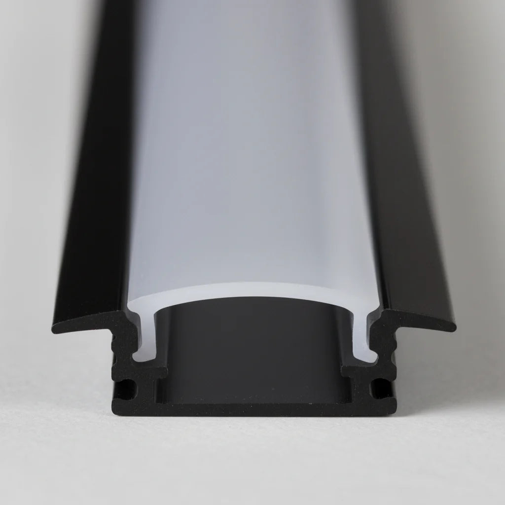 Perfil de Aluminio Negro Embutido 2 Metros para Cinta LED