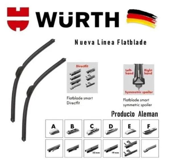 Plumilla Limpiaparabrisas WURTH Flat – Escobilla Premium Multimedida 12” a 26”