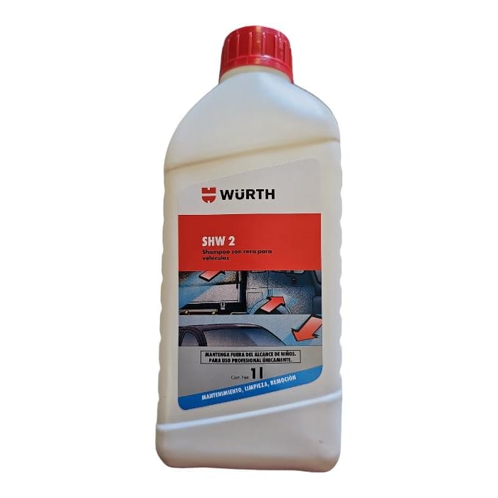 Shampoo con Cera WURTH 1L – Limpieza y Brillo Protector para Vehículos