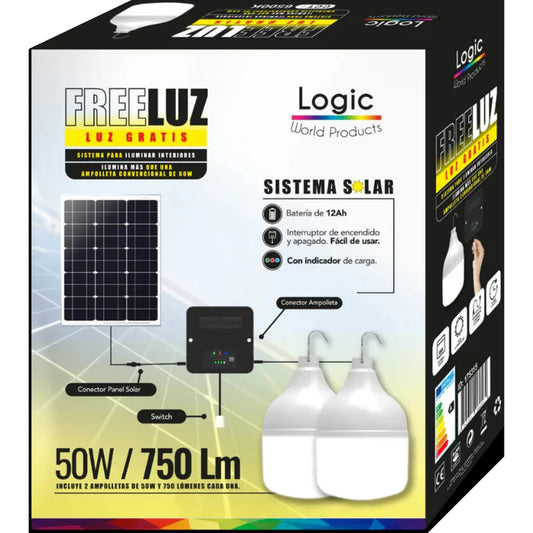 Sistema Solar FREELUZ ampolleta 100W 6500K